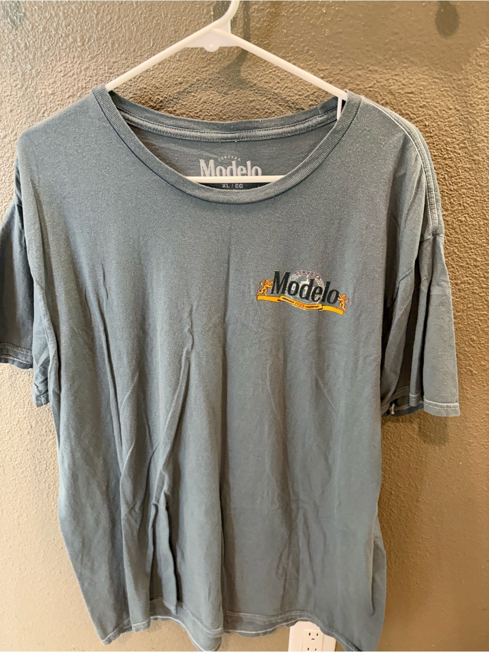 ModelCo Short Sleeve Tee in Faded Teal with Yellow Logo
